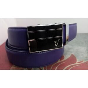Mission Belt Yeah It's Leather Purple Leather Rachet Belt 48-50” Long